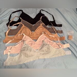 5 Pack Nursing Bra Set - Black, Grey, Nude, White & Light Blue